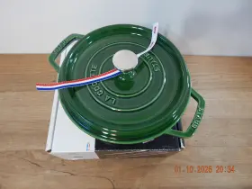 1102285 Staub Cast Iron 2 3/4 Inch 8 1/2 Green Round Cocotte - Basil New