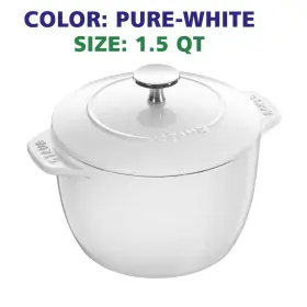 11721602 Staub 1.5 Qt Petite French Oven Pure-white Versatile Design Ergonomic Grip New
