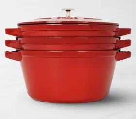 14552606 Staub Cast Iron 4-pc Stackable Set Cherry New