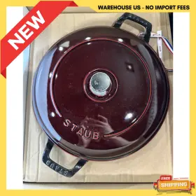 14813018 Staub New Cast Iron 3.5 Quart Braiser Graphite Grey And Grenadine Freeship