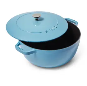 Staub 272340063244 Cast Iron Dutch Oven 5 Quart 10.25in Round Made In France Blue