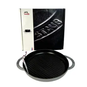 Staub 272342030183 Cast Iron Pure Grill Pan Gray And Black Round 10 1/4 Inch 26x26