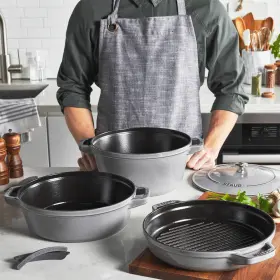 Staub 445038315369 4-piece Enameled Cast Iron Cookware Set Oven Safe Induction Ready