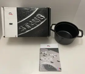 Staub 872078000097 Cast Iron 0.75- Quart Round Cocotte Black No Lid