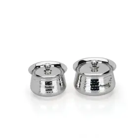 Mthd1-2-2pc Sumeet Stainless Steel Handcrafted Hammered Texture Handi Set With Lid For Ki