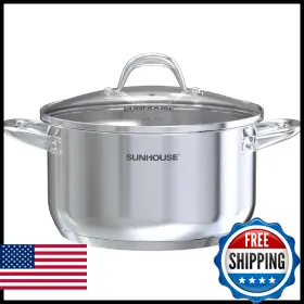 B0fy5ky7k8 Sunhouse Stainless Steel Stock Pot - 7 Quart Heavy-duty Induction Cooking Wi