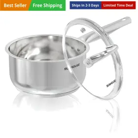 Shg-mp18i Sunhouse 1.5 Quart Stainless Steel Sauce Pan With Lid - Induction Base Stay-cool Handle