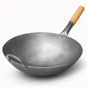 Sunrise 817787025245 Kitchen Supply 1.8 Mm Thickness Heavy Duty Hand Hammered Carbon Steel Wok 14