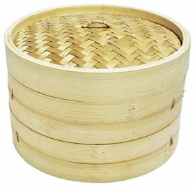 Sunrise 819169018579 8 Inch Bamboo Steamer Set Kitchen Supply