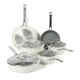 Sur La Table 085081622129 Kitchen Essentials 10 Piece Pfa Free Nontoxic Titanium Ceramic Nonstick Interior