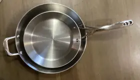 Qqq13c Sur La Table Tri-ply Stainless Steel Skillets 12 Inch And 10