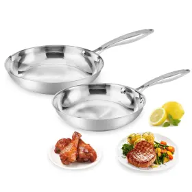 Suteck 785046869773 Fry Pan Set Of 2 8 Inch And 10 Tri-ply Stainless Steel Frying Oven Dishwa