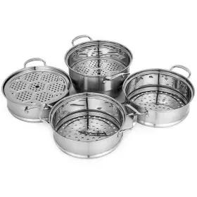 Svopes 198950007993 28 Cm 5-tier Stainless Steel Food Steamer With Glass Lid For Kitchen