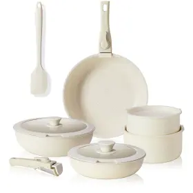 Cj-12t1231 Sweetcrispy 12 Pcs Pots And Pans Set Nonstick Kitchen Induction Cookware Suit With Detachabl