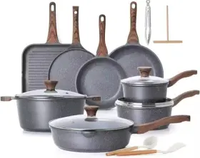 Aawnsp2025 Swiss Cookware Set 23-piece Non-stick Pots And Pans With Granite Coating Non-toxi