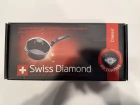 6716c Swiss Diamond Classic Nonstick Saucepan With Glass Lid 1.4 Quart New