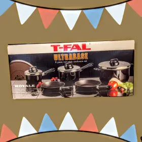 T-fal 032406070080 Ultrabase 8 Piece Non-stick Cookware Set Royale Dutch Oven Pan Vintage Nos