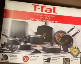 T-fal 032406070578 Kitchen Solutions 22 Piece Non-stick Pots And Pans Cookware Set Black