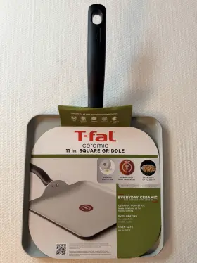 T-fal 032406074170 Ceramic Non-stick 11 Inch Square Griddle Thermo Spot Indicator New