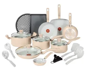 T-fal 032406074248 Refresh Ceramic Pots And Pans Set 20-piece Nonstick Cookware Stockpo