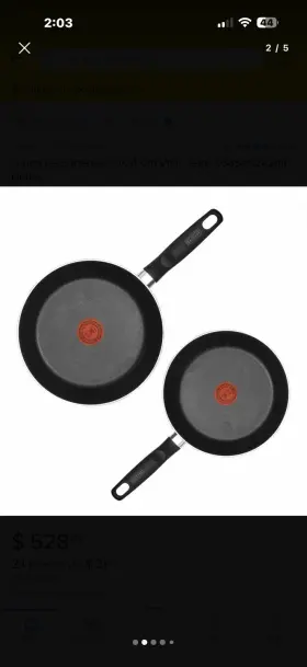 0528900 T-fal Elemental Non-stick Alum Frying Pan Set 20cm And 24cm Black Two-piece
