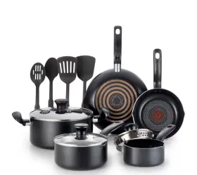 51073202 T-fal 12pc Simply Cook Nonstick Cookware Set Charcoal Black New In Box