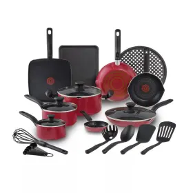 90783119 T-fal 20pc Simply Cook Nonstick Cookware Set Red