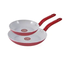 90783144 T-fal 8 Inch And 10.5 Simply Cook Ceramic Fry Pan Red Nonstick Ergonomic