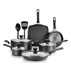 B087sc64 T-fal T12-piece Non-stick Cookware Set Pots And Pans Grey