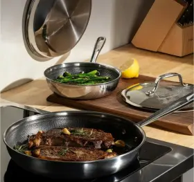 E525s5di T-fal 5 Piece Fry Pan Set 8.5 Inch 11 With Lid 12.5 Hybridmesh Tri-ply