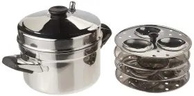 Hic-204 T Tabakh 4-rack Stainless Steel Idli Cooker With Hawkins Type Stand Makes