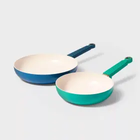 89658763 Tabitha Brown 2pc 8 Inch And 10 Ceramic Nonstick Fry Pan Set Teal Green/blue