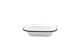 Tablecraft 727875242174 Enamelware Collection Black Rim Solid White Enamel Rectangular Roasting Pan