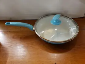 3622a Tasty Blue Metal 11 Inch Frying Pan Skillet With Lid