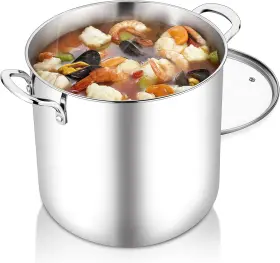 Teamfar 445008245252 12 Quart Stock Pot 18/10 Stainless Steel Large Cooking Soup With Li