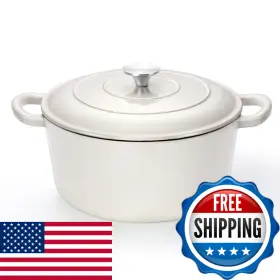 B0dfgyc4r6 Teamfar 6 Quart Dutch Oven Enameled Cast Iron Pot Lid Dual Handles For
