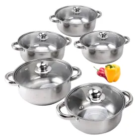 Tebru 805615524620 Stainless Steel Pots Sets 10-piece Kitchen Cookware Set Saucepan With