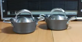000353 Technique Set Of 2 Hard-anodized Non-stick 1/2 Qt/ 0.4l Handle Pots With Lids