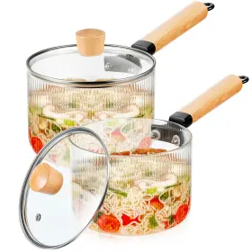 Teenyyou-09nhude1 Teenyyou 2 Pcs Glass Pots 53 Oz/ 1.5 L And 67.6 Cooking Pot Saucepan For