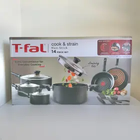 Tefal 032406061316 T-fal Cook And Strain Non-stick 14 Piece Cookware Set Black