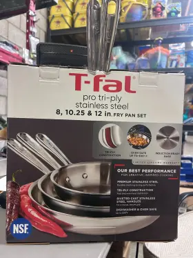 Tefal 032406070240 T-fal Pro Tri-ply Stainless Steel Fry Pan Set 8 Inch 10.25 12