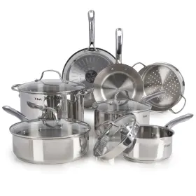 2100130185 Tefal T-fal Stainless Steel Cookware Set 11 Piece Induction Oven Broiler Safe 500