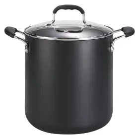 A7638064 Tefal T-fal 2pc Aluminum Plastic Glass Stockpot Cookware Set 350f 12 Quart Black Stock