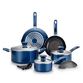B037se64 Tefal T-fal Excite 14-piece Aluminum Non Stick Cookware Set In Blue