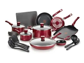 B233sk84 Tefal T-fal Essence 20 Piece Non-stick Pots And Pans Cookware Set Red