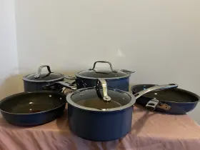 C483sc64 Tefal T-fal 8 Piece Non Stick Ceramic Cookware Set Blue
