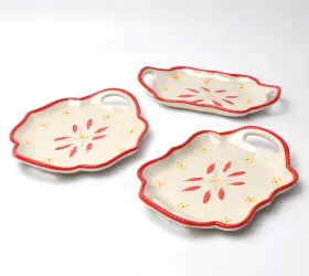 K75196 Temptations Temp-tations Set Of 3 10 Inch Serving Platters Old World Red