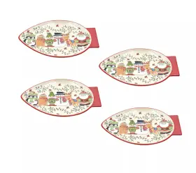 K98337 Temptations Temp-tations Seasonal Set Of 4 8 Inch Figural Plates Winter Whimsy