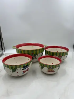 Ppp-hld-822834 Temptations Temp-tations Winter Whimsy Nesting Mixing Bowl Set Holiday Snowman Santa Penguin