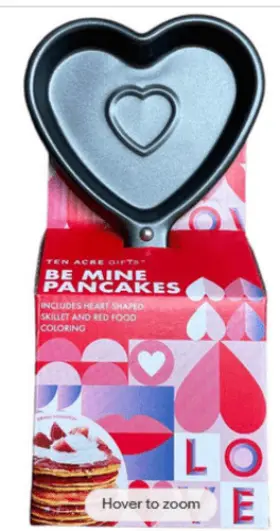 Ten Acre Gifts 810074097673 Be Mine Pancakes Heart Shaped Skillet And Pancake Mix